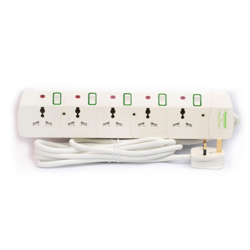 5 Way Universal Power Extension Socket 13A - 5M