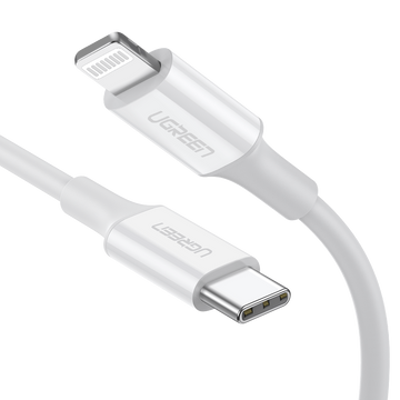 UGREEN USB-C to Lightning M/M Cable Rubber Shell 2m (White)