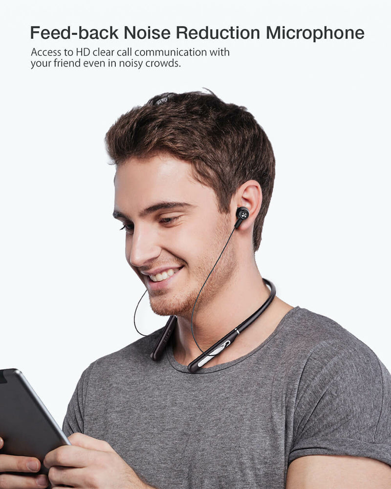 Neck Hanging Bluetooth IPX5 Headset With Active Noise Canceling