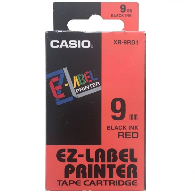 EZ-Label Printer 9mm Tape Cartridge - Black Ink on Red Tape