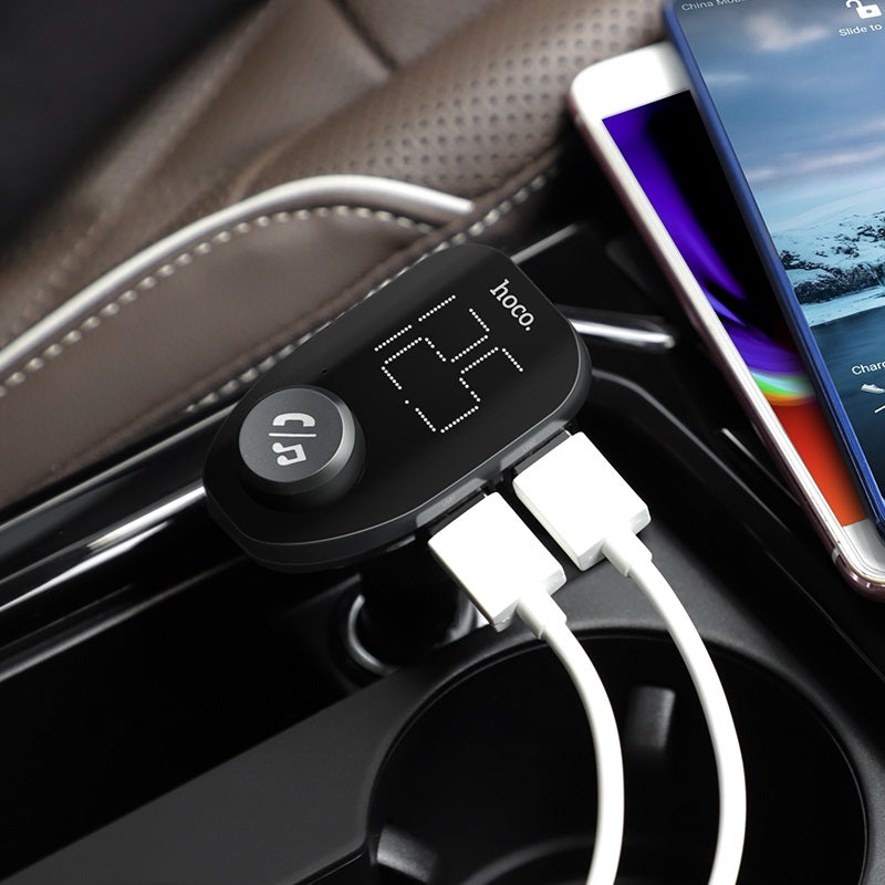 Dual USB Car Charger with Wireless FM Transmitter