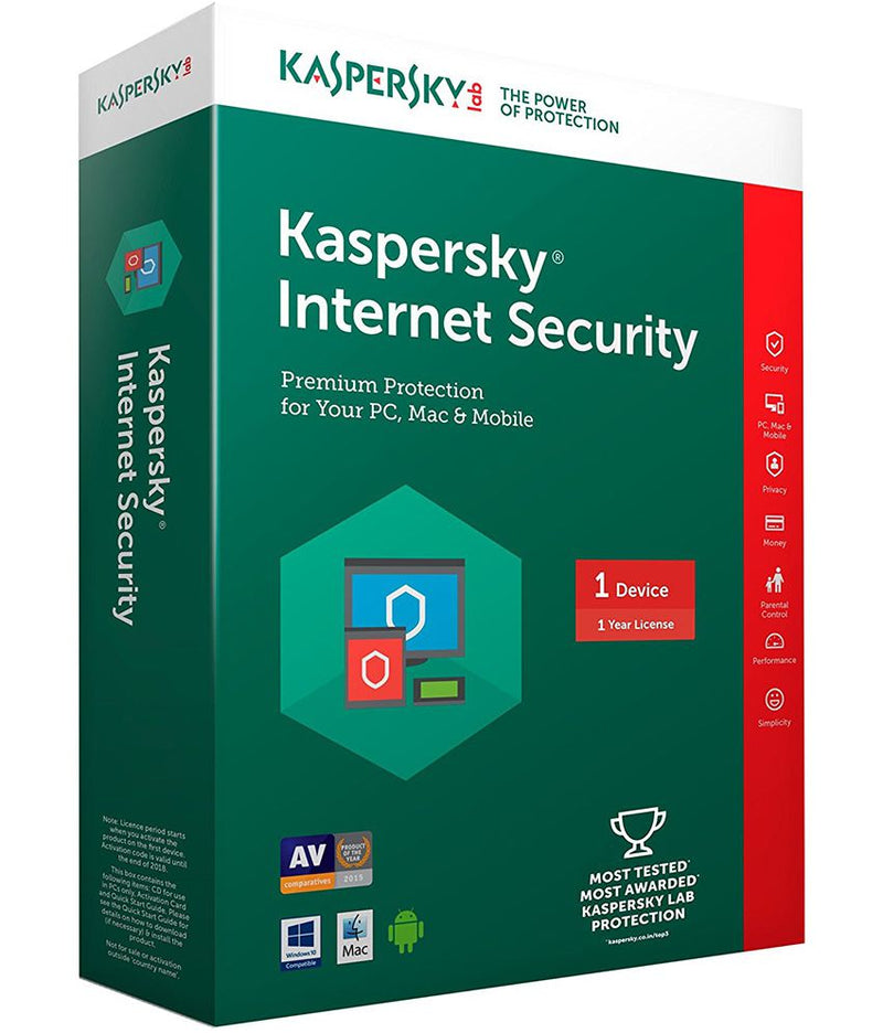 Kaspersky  Internet Security 1 User with 1 Year Subscription