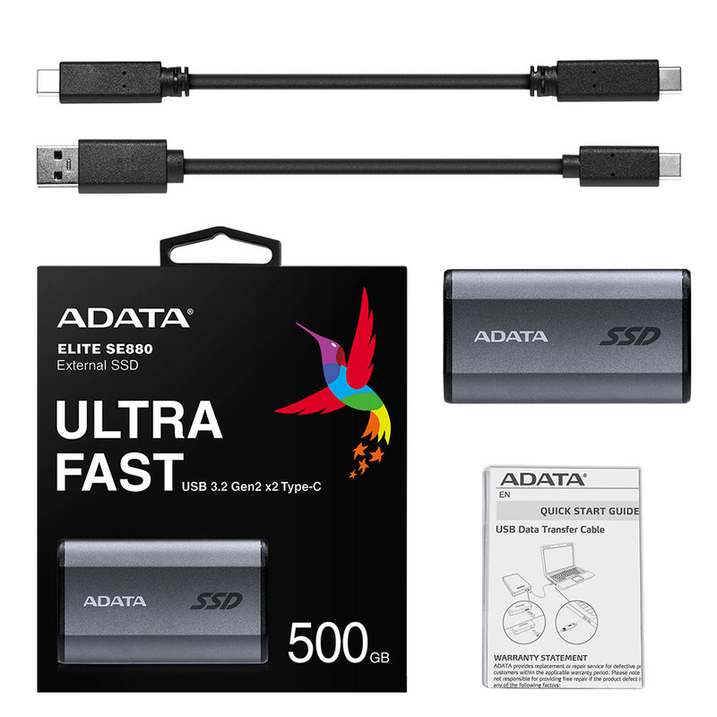 ADATA Elite SE880 USB-C External SSD 500GB USB3.2 X 2