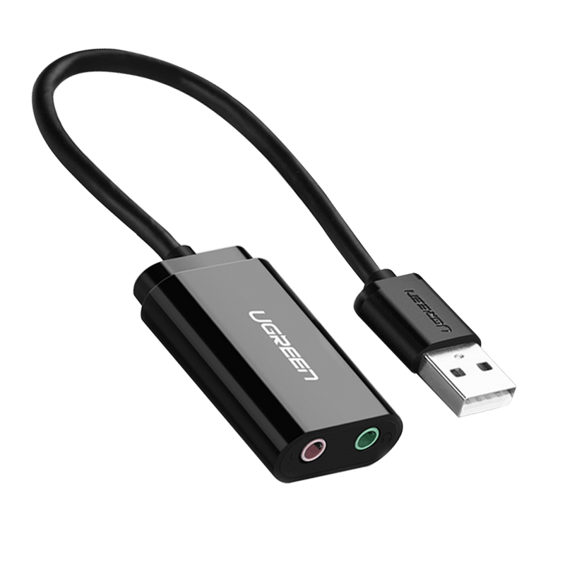 USB 2.0 External 3.5mm Sound Card Adapter 2M Black