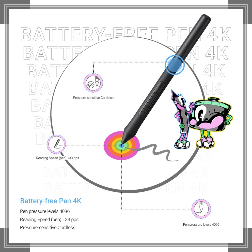 [83213] Wacom USB & Bluetooth Digital Graphics 10.4” x 7.8” Tablet With Battery Free Pen 4096 Pressure Sensitivity Image 