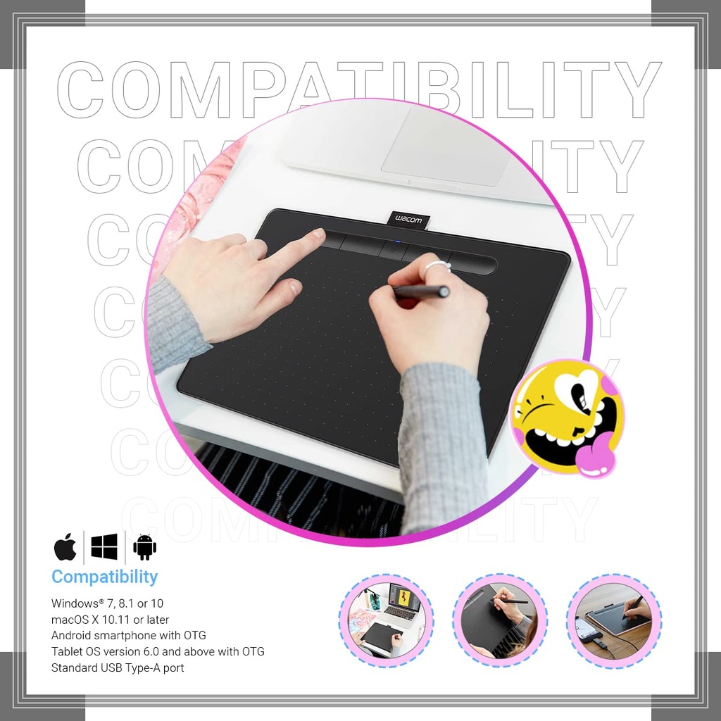 [83213] Wacom USB & Bluetooth Digital Graphics 10.4” x 7.8” Tablet With Battery Free Pen 4096 Pressure Sensitivity Image 