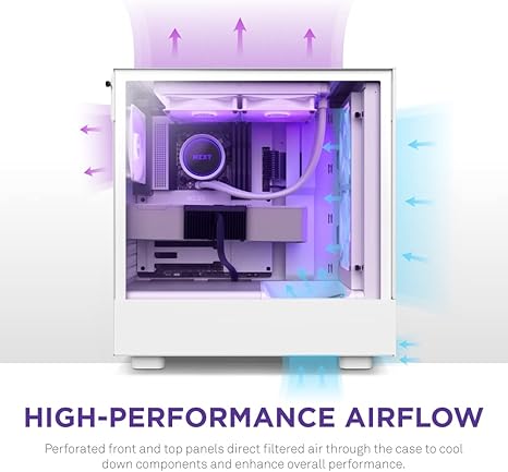 NZXT Tempered Glass H5 Flow RGB Compact ATX Mid-Tower - White