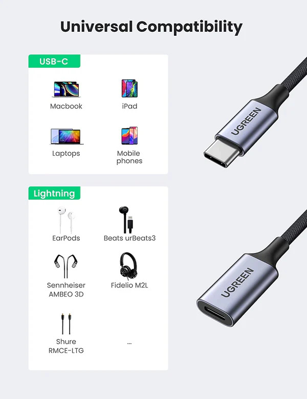 UGREEN USB-C to Lightning Female Audio Cable