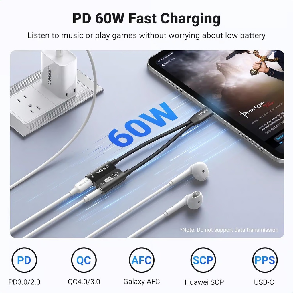 UGREEN USB-C to 3.5mm Audio Adapter with Power Delivery
