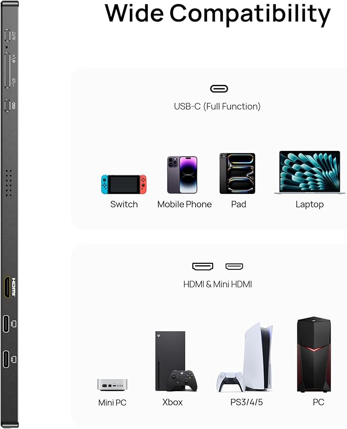 ARZOPA 17.3" 1080p Portable Monitor - Black