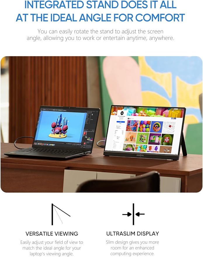 ARZOPA 15.6" 1080p Portable Monitor - Black