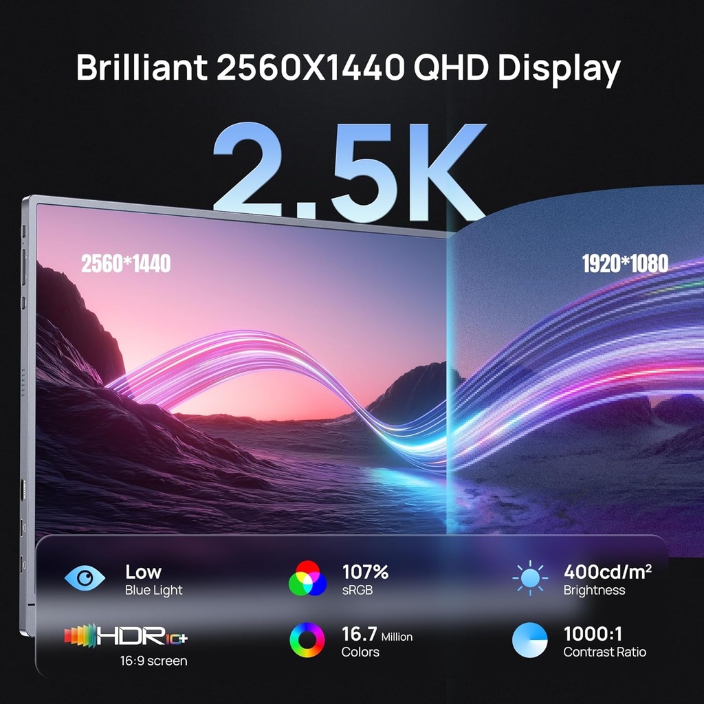 ARZOPA 16.1" 2K 1440p 180Hz  Portable Monitor - Grey