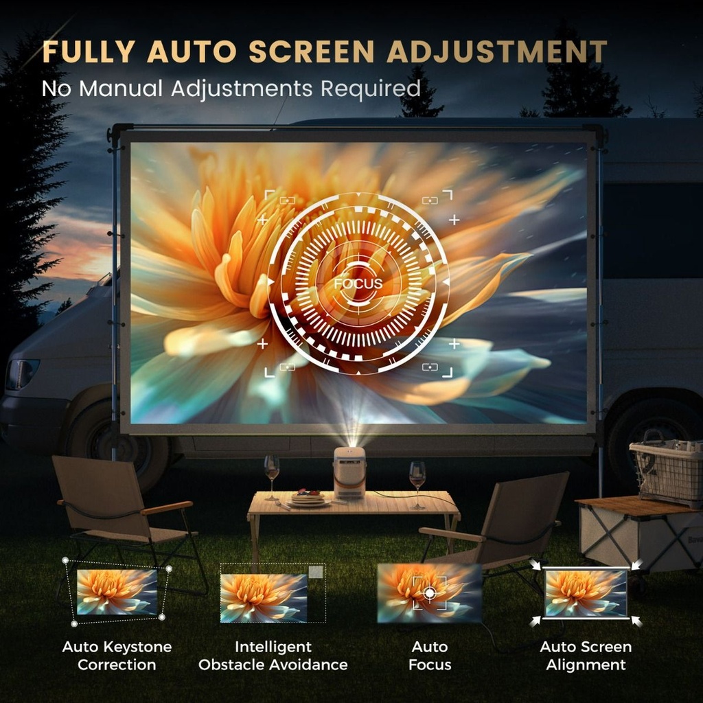 Vankyo H300A 220 ANSI Speaker: 5W*2 Auto Focus & Keystone 1080p Smart Portable Projector