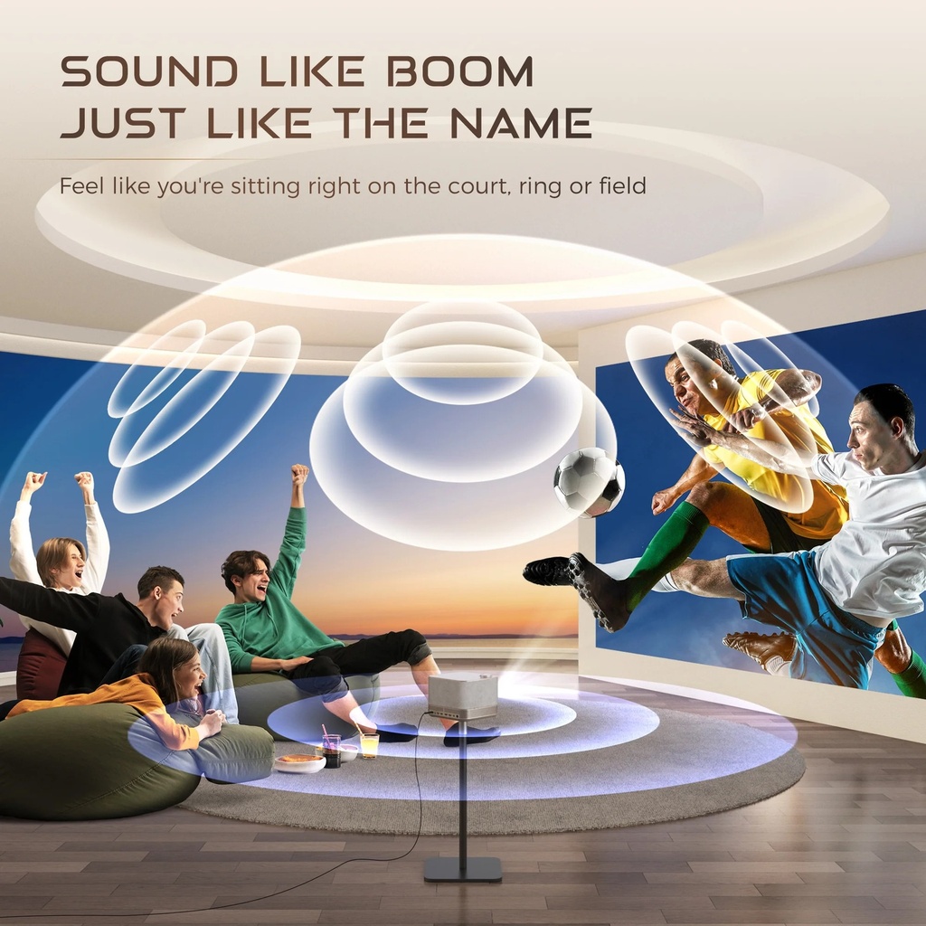 Aurzen BOOM3 Web OS 400 ANSI Speaker 18W*2 Auto Focus & Auto Keystone 1080p Smart Projector