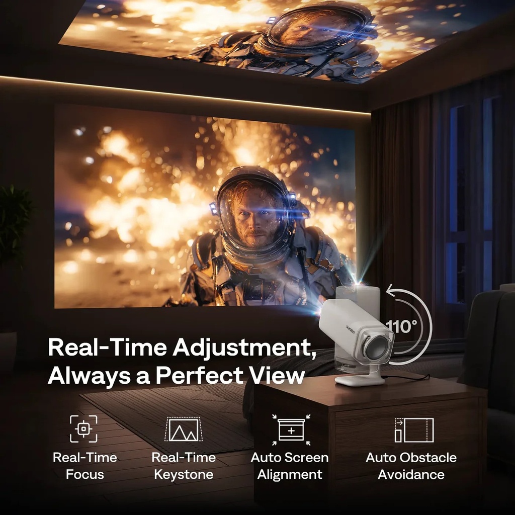 Aurzen BOOM Air 1080p 300ANSI Auto Focus & Keystone Speaker 10W USB-C Google TV Smart Projector