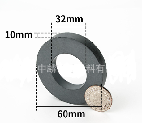 Ferrite Ring Magnets - OD2.35 x ID1.25 x 10mm, Grade 12 Heavy Duty Ceramic Magnets