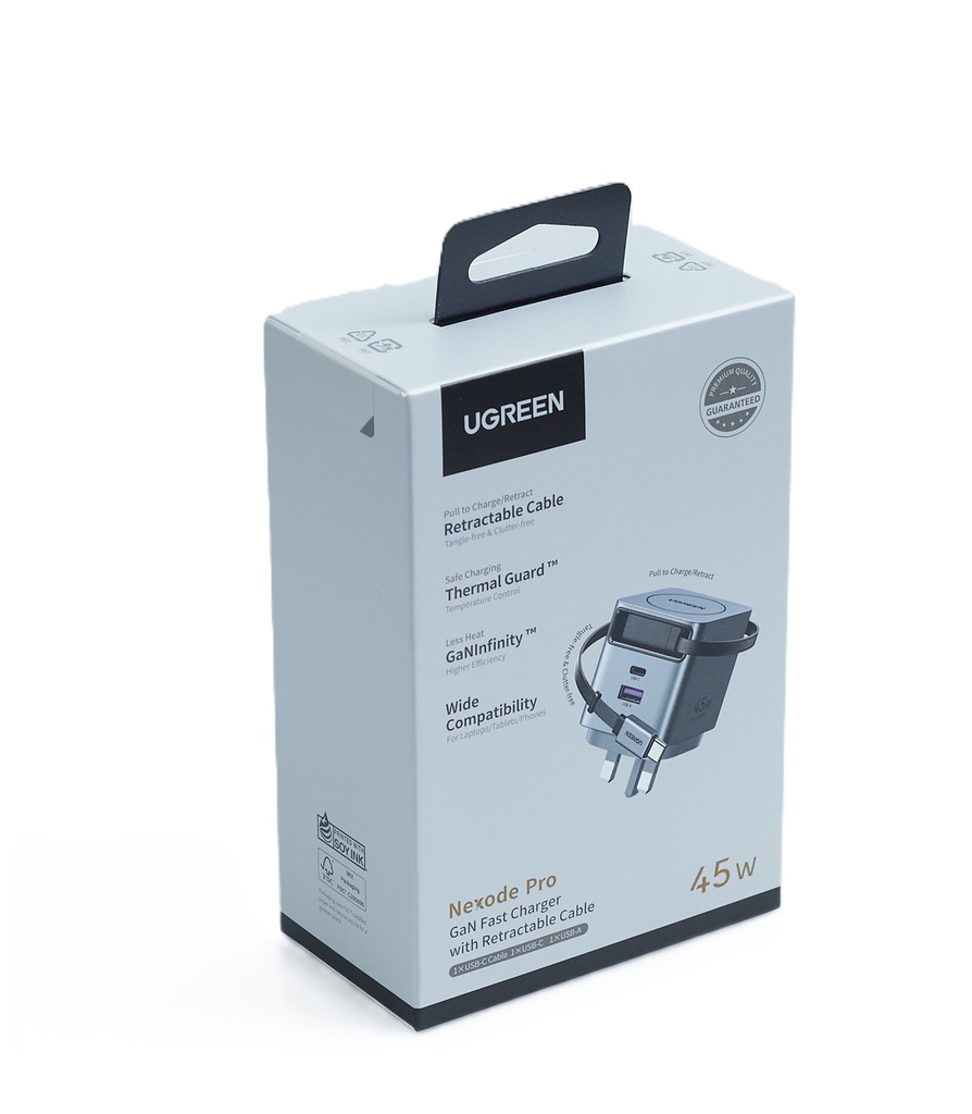 UGREEN 45W GaN Fast Charger with Retractable Cable