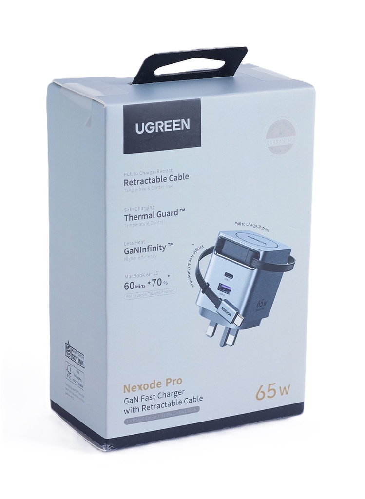 UGREEN 65W GaN Fast Charger with Retractable Cable