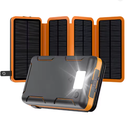 Portable Folding 4 Solar Panels 16000mAh Power Bank with 2.1A Fast Charging USB-A USB-C