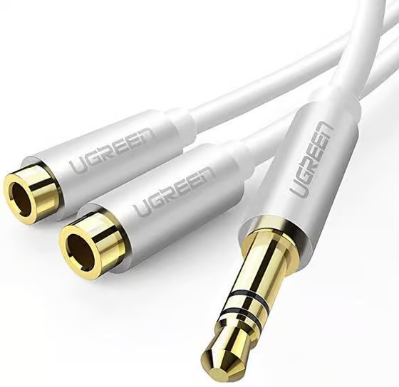3.5mm AUX Stereo audio Splitter Cable   White