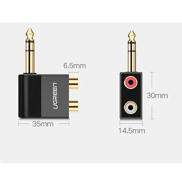 UGREEN 6.35mm Male to 2RCA Female Adapter (Black)