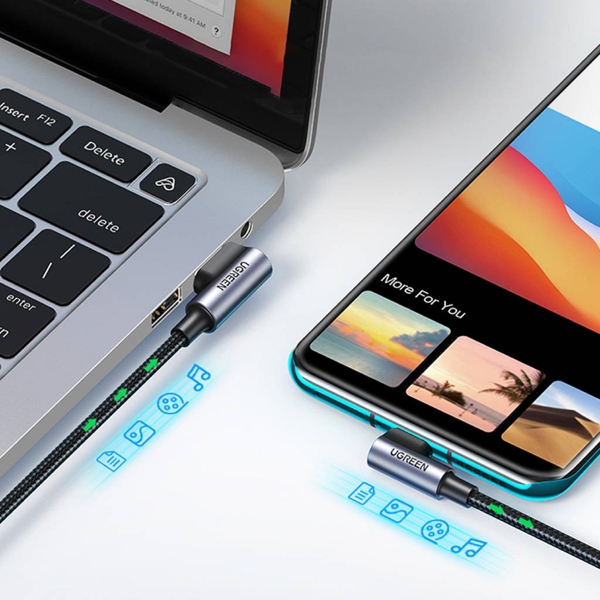 UGREEN Right Angle USB-A to USB-C Cable 2m (Space Gray)