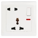 [86158] Terminator Wall Plate with One Universal Socket & One 2RP Socket with Switch and Indicators Image 