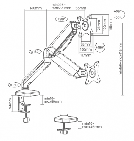 [85824] Superior 17‐32 Universal Single Monitor Mount PRO Image 