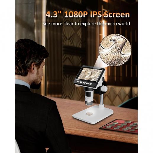 [83167] LCD Digital Microscope 50X-2000X Magnification Zoom HD 5 Megapixels with USB and 8 Adjustable LED Light Video Camera Microscope Image 