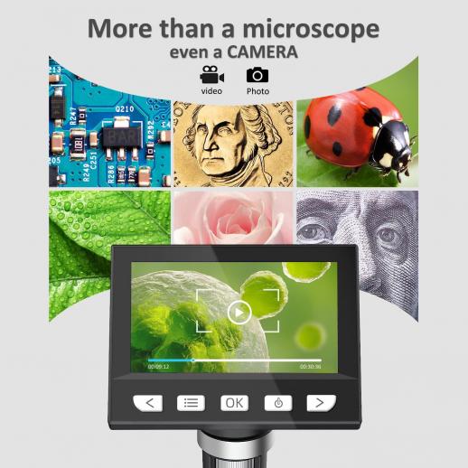 [83167] LCD Digital Microscope 50X-2000X Magnification Zoom HD 5 Megapixels with USB and 8 Adjustable LED Light Video Camera Microscope Image 