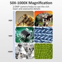 [83167] LCD Digital Microscope 50X-2000X Magnification Zoom HD 5 Megapixels with USB and 8 Adjustable LED Light Video Camera Microscope Image 