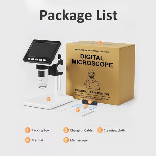 [83167] LCD Digital Microscope 50X-2000X Magnification Zoom HD 5 Megapixels with USB and 8 Adjustable LED Light Video Camera Microscope Image 