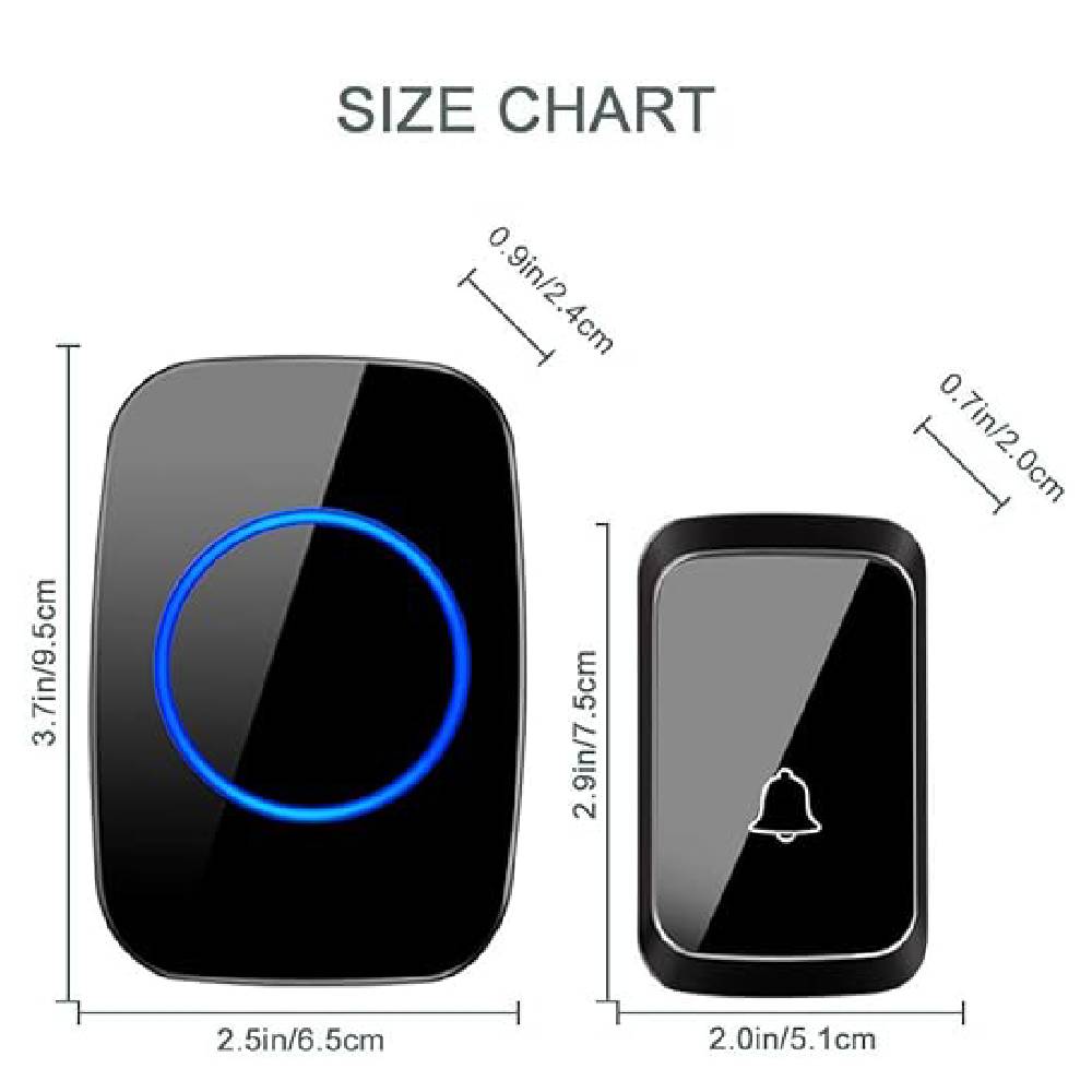 [85295] CACAZI AC IP44 Self-powered Door Bell - 3 Button and 1 Plug-in Receivers, Black Image 