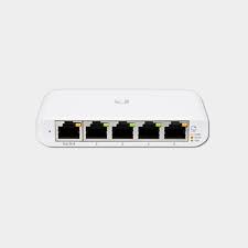 [82204] Ubiquiti UniFi Switch Flex Mini with 5-Port managed Gigabit Ethernet switch powered by 802.3af/at PoE or 5V, 1A USB-C power adapter. Image 
