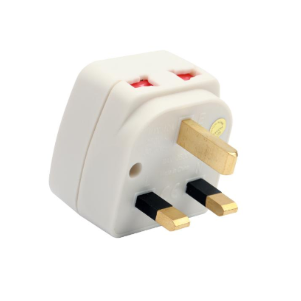 [83788] Terminator Travel Adaptor-13A Universal Socket in front & 2 pin socket on top with copper Earth pin Esma Approved Image 