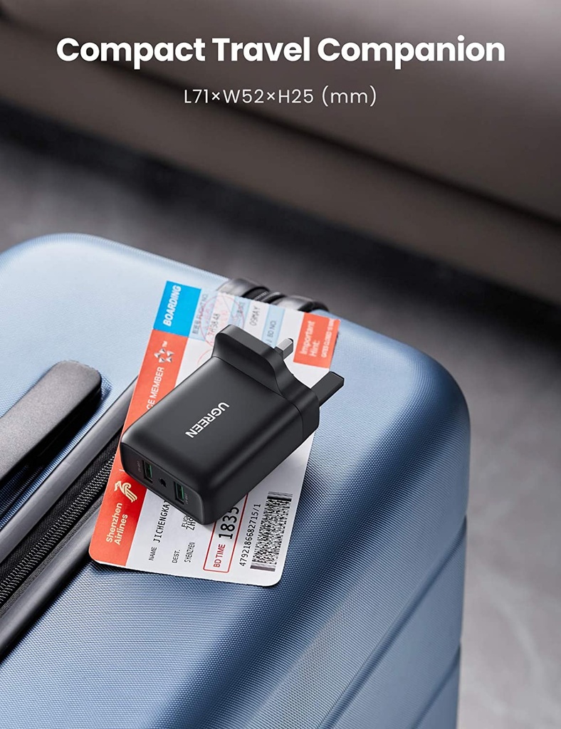 [83686] UGREEN 36W 2 Port USB Fast Charger UK (Black) Image 