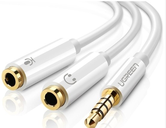 3.5mm Male to Dual 3.5mm Female Headset Splitter White