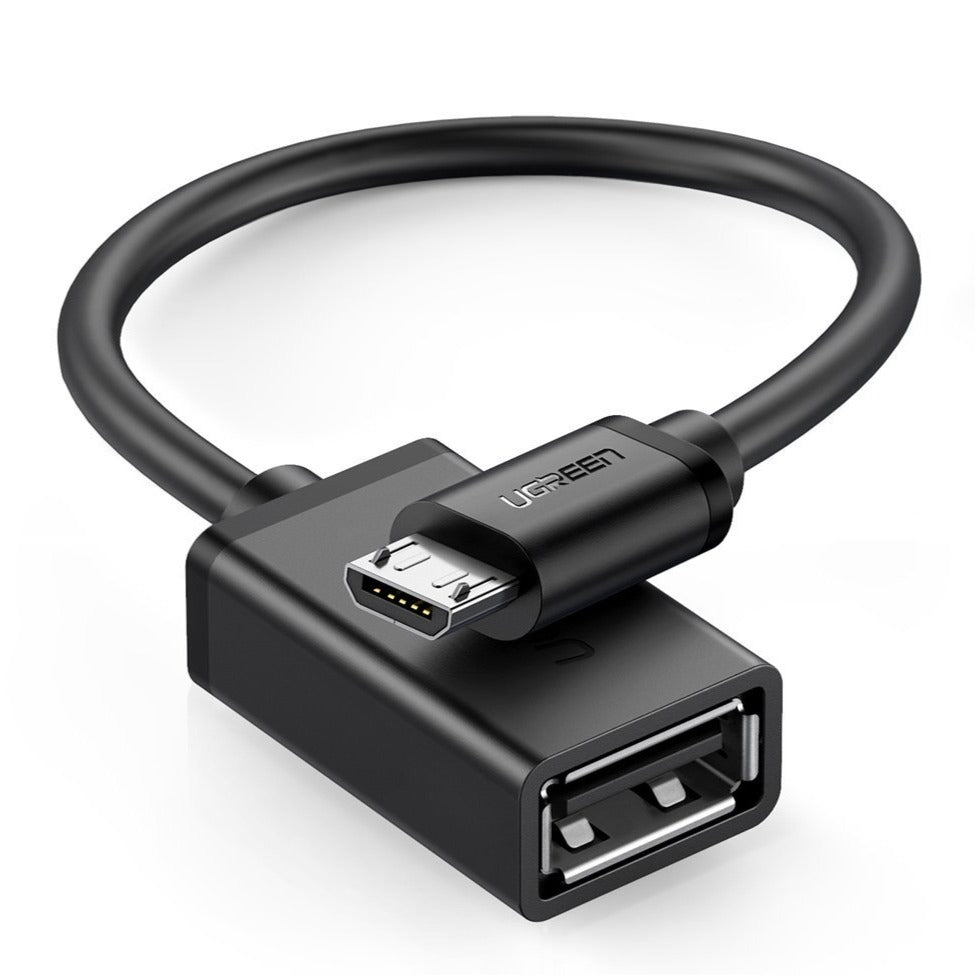 [80261] UGREEN Micro USB Male to USB-A Female Cable with OTG Nickel Plating 15cm (Black) Image 