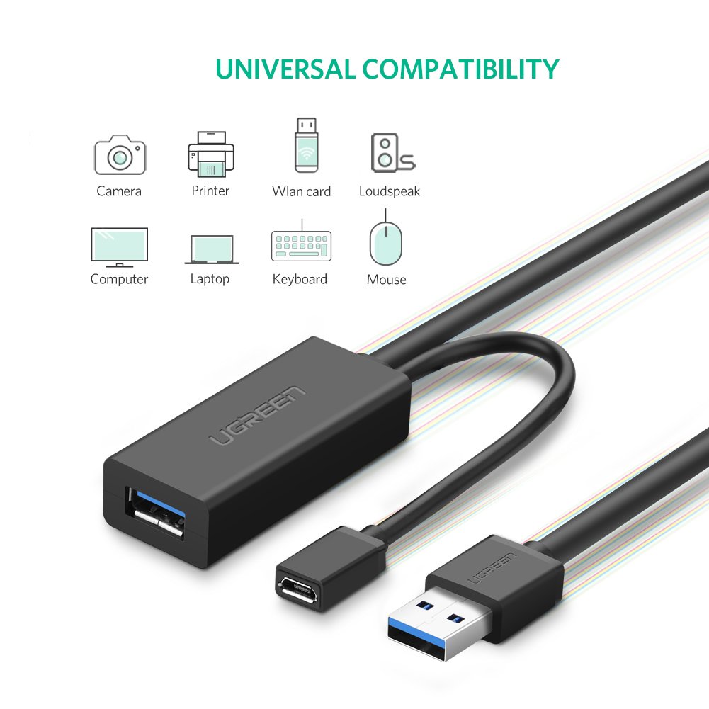[82182] UGREEN USB 3.0 Extension Cable 10m (Black) Image 