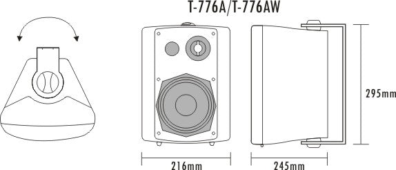 [82035] RMS25W×2@8O Active Wall Mount Speaker plus 25W passive speaker, ABS body, metal grille & mounting bracket, 6"+1.5" two way, white (price by pair) Image 