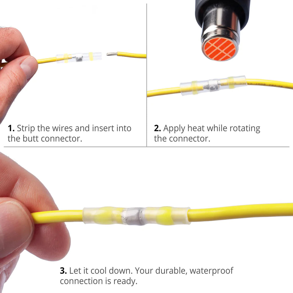 [78349] Soldering Sleeve Waterproof Solder & Seal Heat Shrink Butt Connector - Yellow Image 