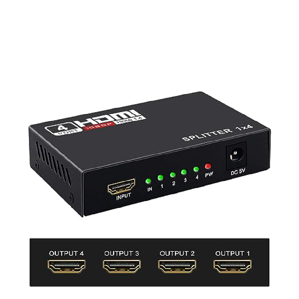 [62033] 4K HDMI Splitter 1 in 4 Out With Adapter Image 