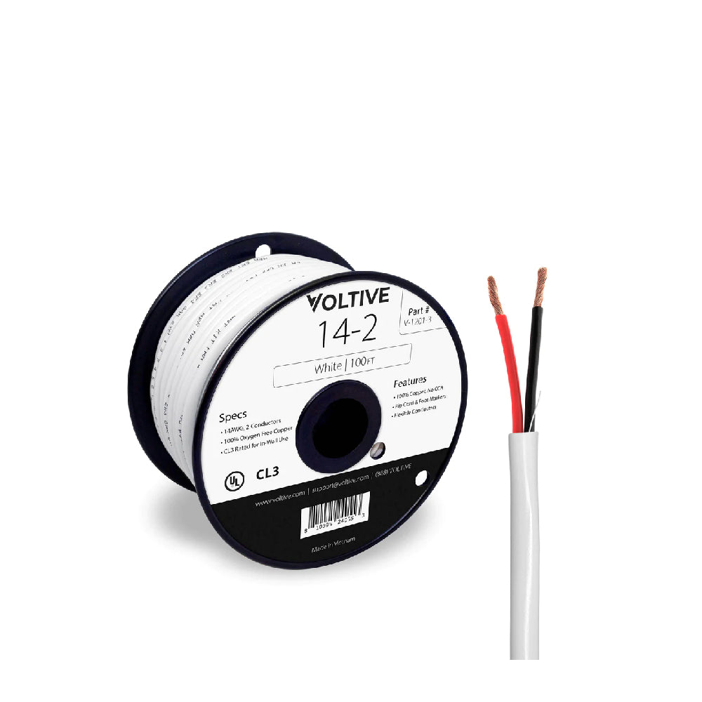 [84448] Speaker Cable 2x14AWG OD7.0MM(2x44/0.245)X2C+Rip Cord White (Hollow Twisted) 150M/Roll Image 