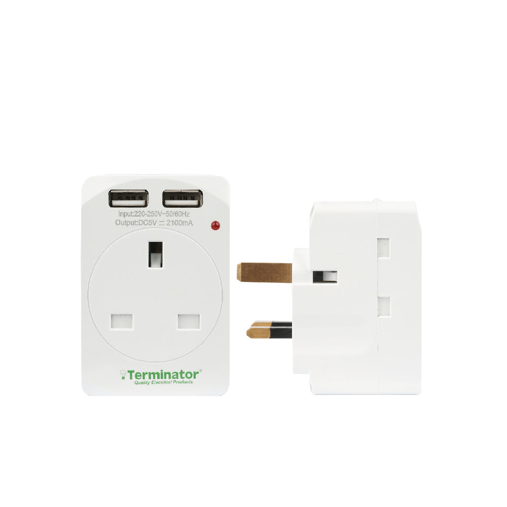 [84308] 3 Way UK Socket Multi Adaptor With 2 USB 2.1A & Indicator 13A Fuse Image 