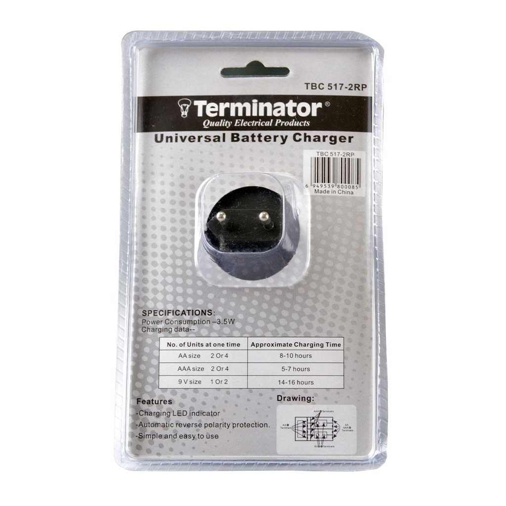 [84302] Universal Battery Charger (AA,AAA & 9V) 2RP Plug Image 