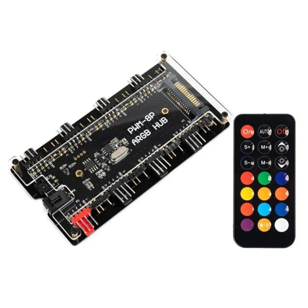 [83856] PWM RGB LED Controller PC Fan Hub 8 Ports 5V 3 Pin Image 