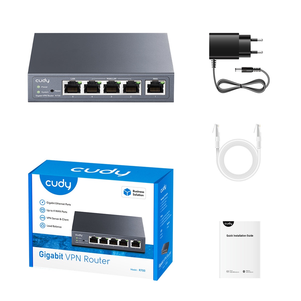 Cudy Gigabit Multi-WAN VPN Router 1 GbE WAN,  1GbE LAN, 3 Configurable WAN/LAN