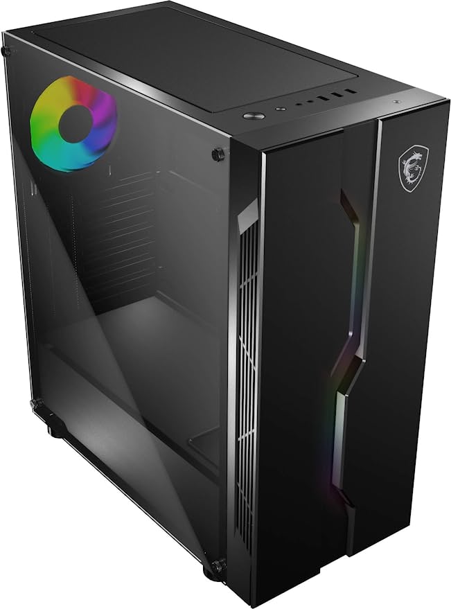 [83312] MSI MAG VAMPIRIC 010 Mid Tower Gaming Computer Case – Black 1x 120mm Argb Fan, Mystic Light Sync, Tempered Glass Panel, ATX, mATX and Mini-ITX Image 