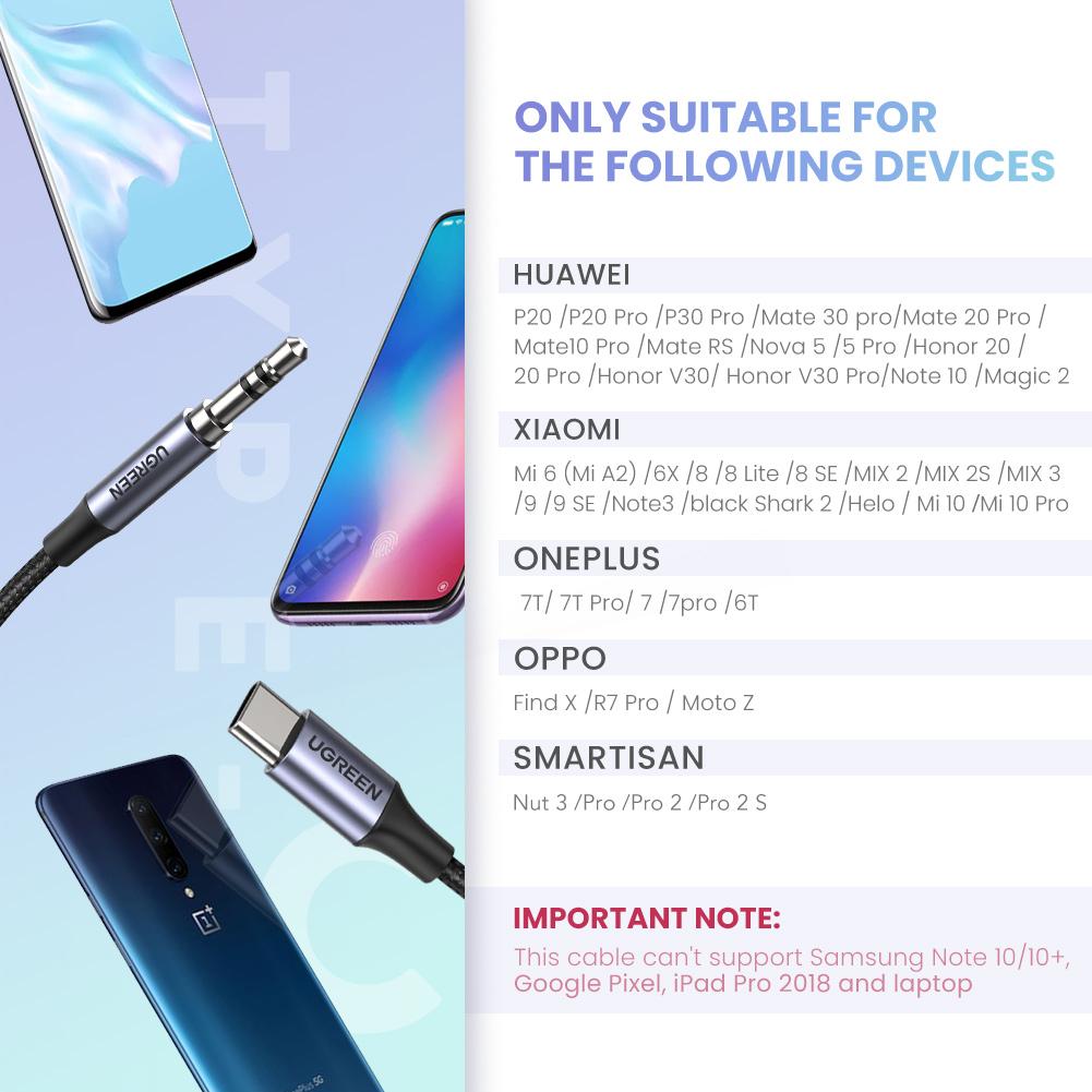 [82896] UGREEN Round USB-C Audio Cable 3.5mm M/M Aluminum Shell 1m (Deep Gray) Image 