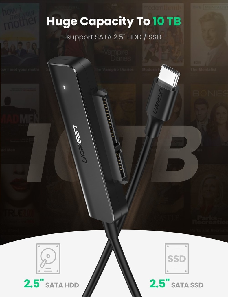 [82887] UGREEN USB-C 3.0 to 2.5-Inch SATA Converter 50cm Image 